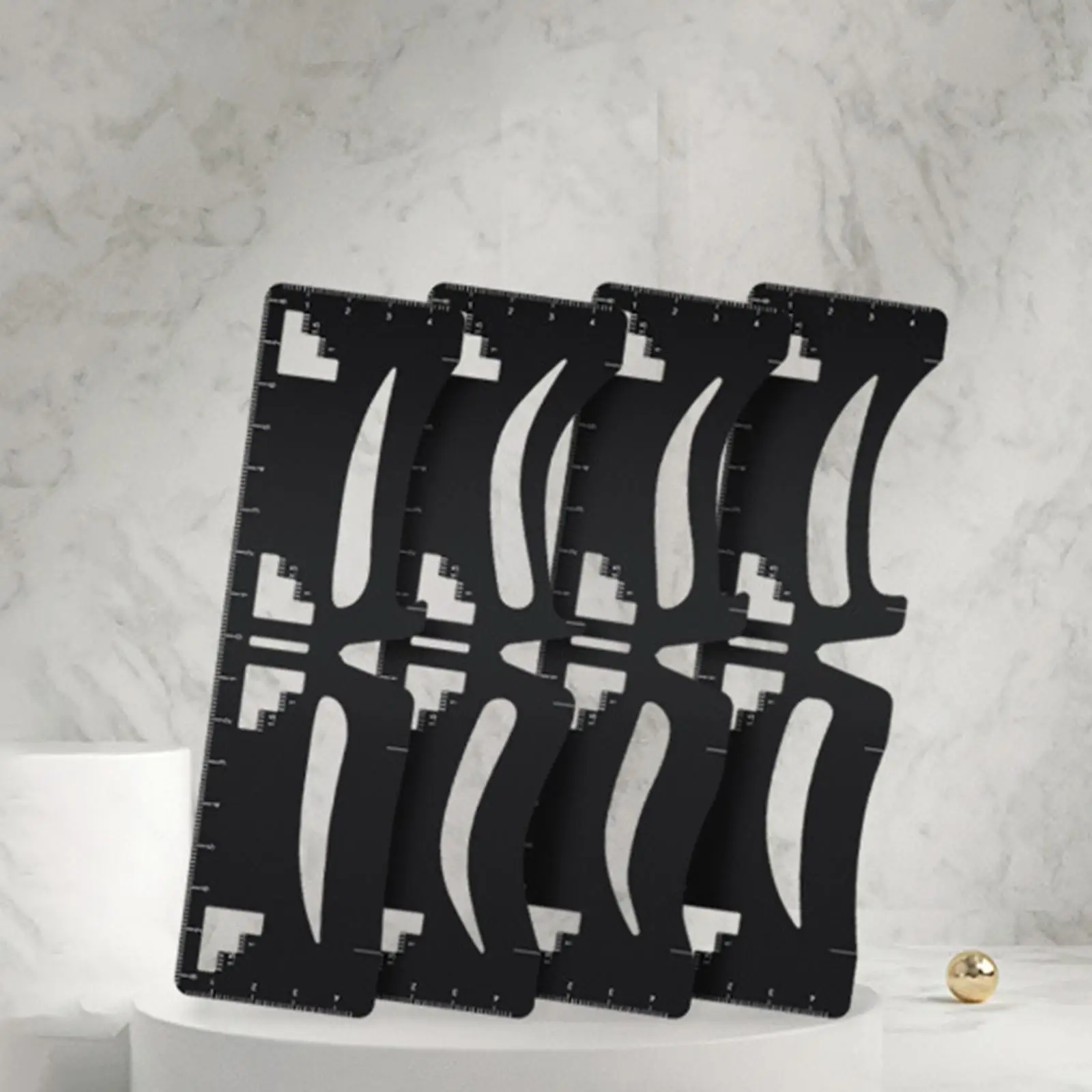Ferramenta de modelo de aço inoxidável modelador de régua de sobrancelha reutilizável para posição e design perfeitos de sobrancelha