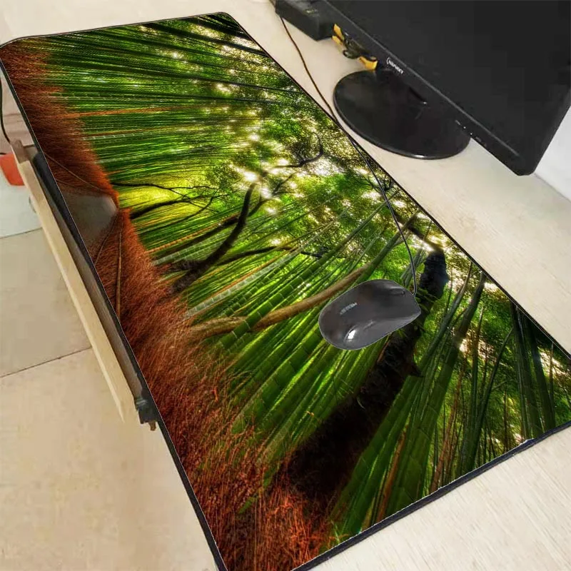 

Mairuige Green Bamboo Mouse Pad Forest Large Gaming Lockedge Mouse Mat for Laptop Computer Keyboard Pad 300x600X2MM Desk Pad