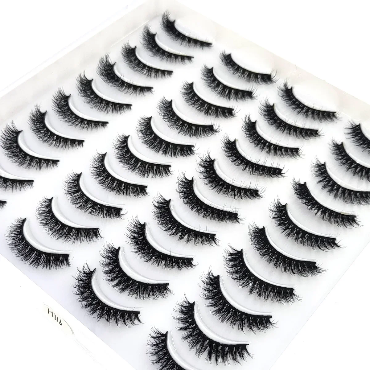HBZGTLAD 20 Paare 6D flauschige, weiche, handgefertigte, kurze, natürliche und dramatische künstliche 3D-Nerz-Wimpernverlängerungen