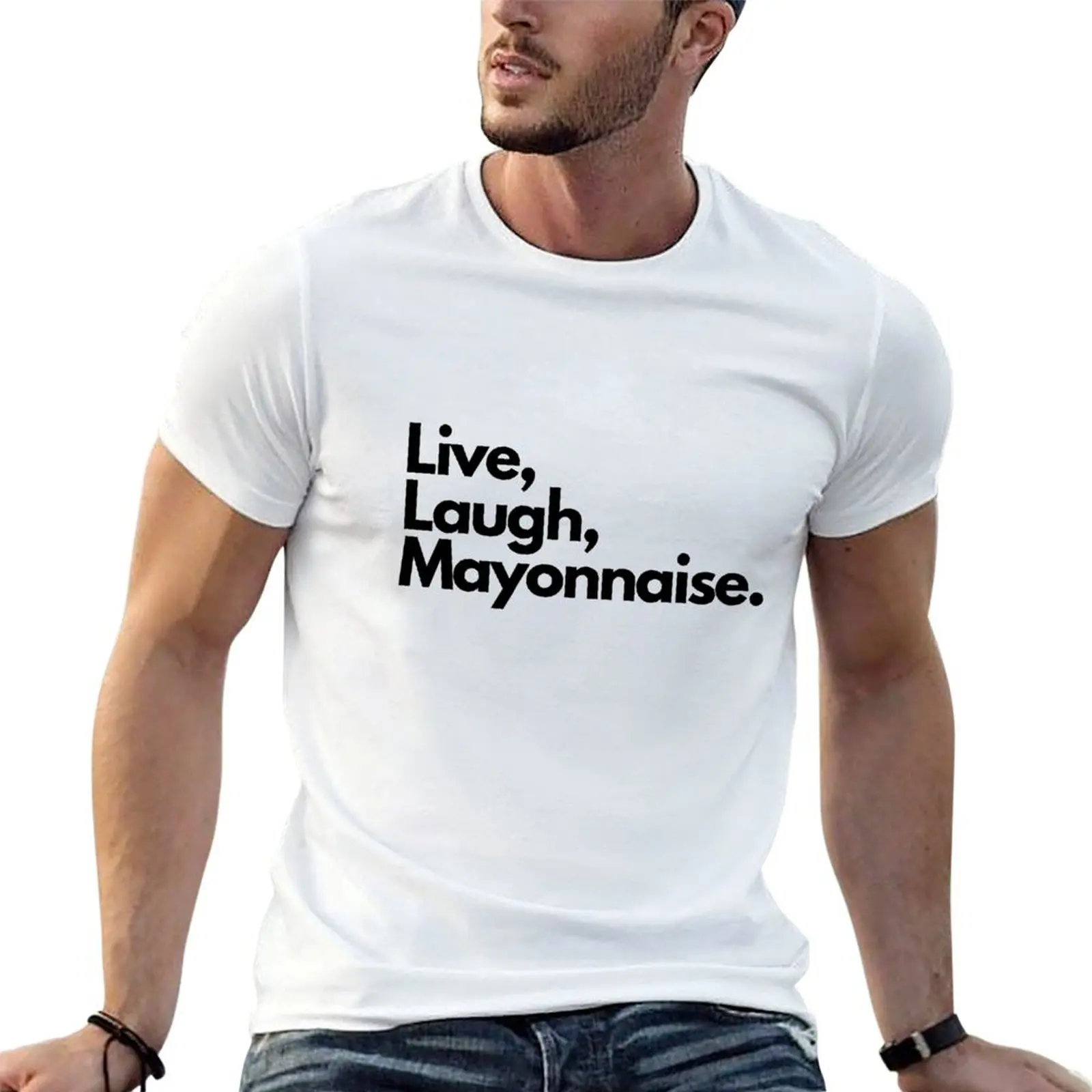 Camisas de lujo t Laugh t con mayonesa alta marca Live camisas calidad hombre imprime camiseta