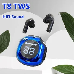 T8 TWS 무선 이어폰 Fone Bluetooth 헤드폰 스포츠 게임용 헤드셋 소음 감소 이어 버드 전화 용베이스 터치 컨트롤