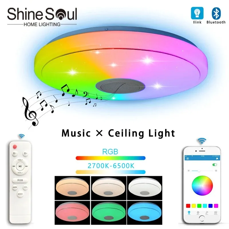 

LED APP Bluetooth Music Ceiling Light Circular RGB Dimming Remote Control Intelligent Bedroom Living Room Home Lighting