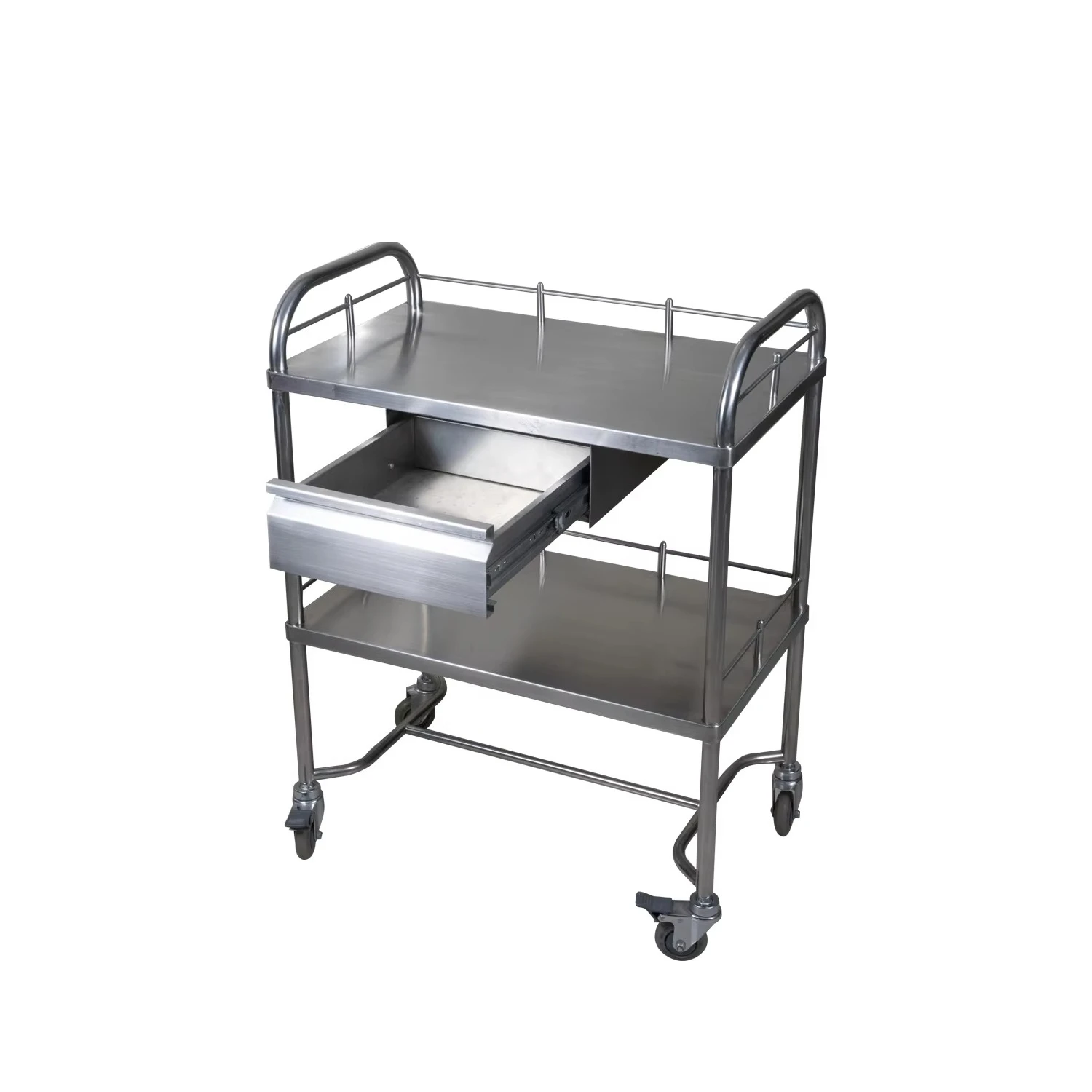 Portable and durable medical trolley with noise-free casters