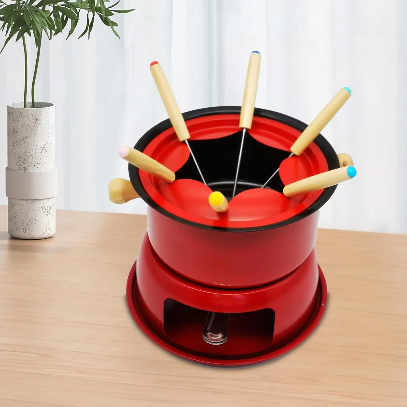 Cast Iron Fondue Pot Set Portable Durable Multifunction Lightweight Home Small for Picnic Kitchen Outside Holiday