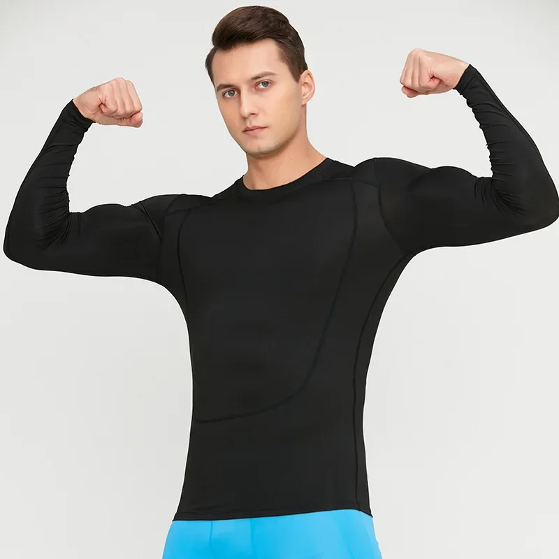 Male Jogging Homme Athletic Shirt Tops Men Compression T-shirt Long-sleeve Tights Sport Tees Running Gym Fitness Sweatshirt