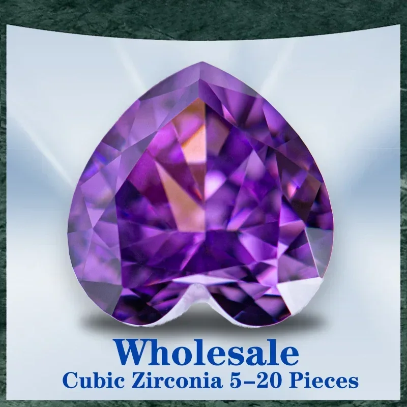 

L-TOP кубический цирконий, оптовая продажа, без сертификата, измельченный лед, в форме сердца, розово-фиолетовый цвет, подвески, бусины для изготовления ювелирных изделий своими руками