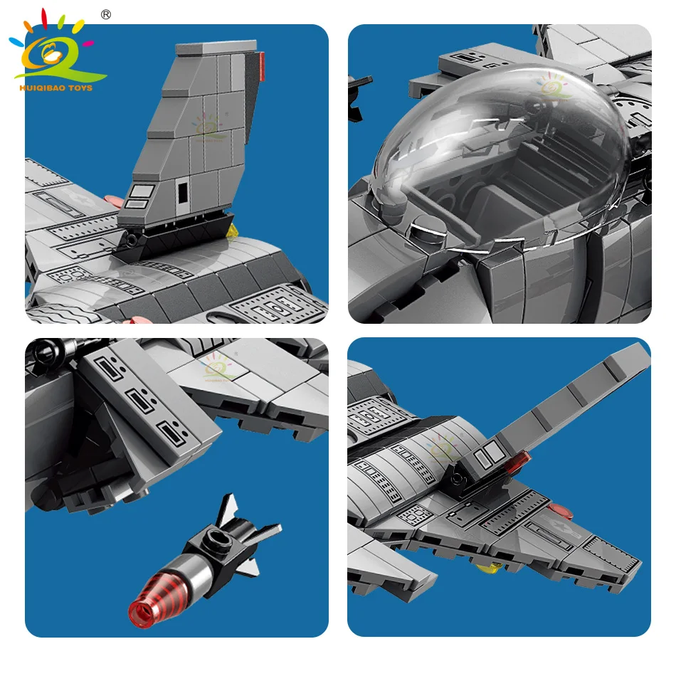 HUIQIBAO Military 510PCS Attack J-20 Fighter Building Blocks Army City Weapon Plane Airplane Helicopter Bricks Children Toys