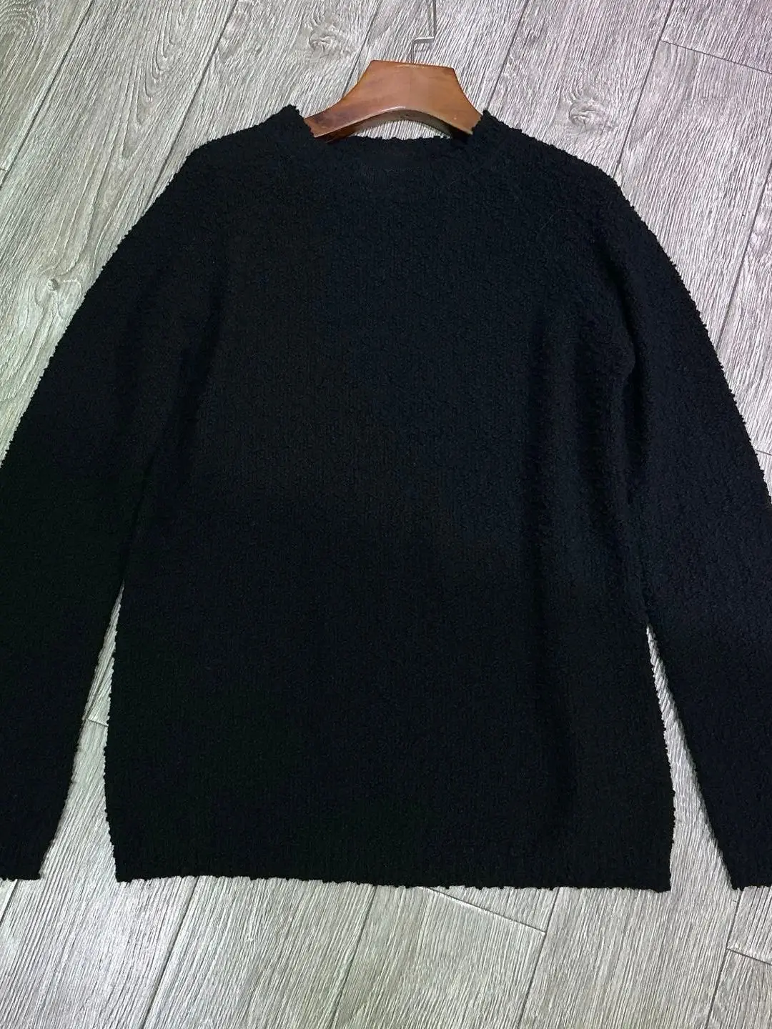 

Women's Casual Black Sweater Autumn Round Neck Long Sleeve Loose Woolen Knitted Pullover
