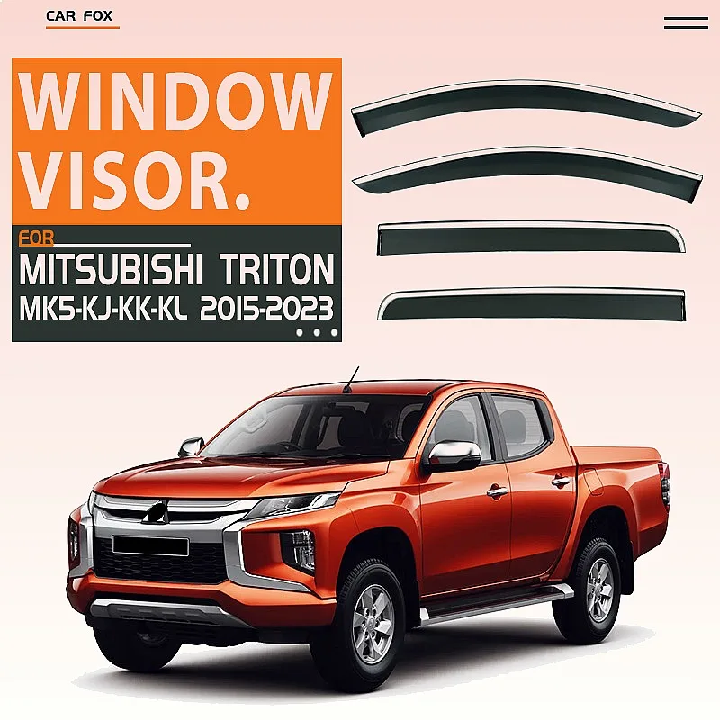 

For Mitsubishi Triton 2006-2023 Car Window Visor Rain Sun Shade Awning Side Shield Accessories