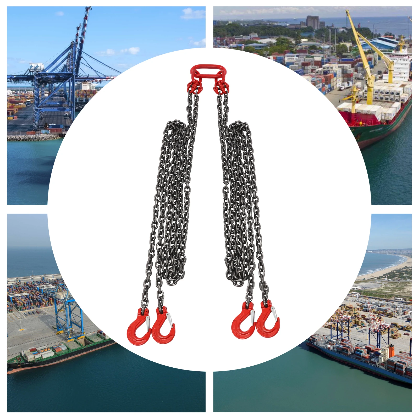 

10FT Chain Sling 5T Payload Heavy Duty Lifting Chain 4 Chain Root Large Load Capacity G80 Alloy Steel Sling Lifting Tool