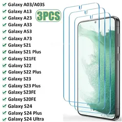 삼성 갤럭시 S21 S22 플러스 S23 S24 S20FE 화면 보호대 강화 유리, 삼성 A03S A13 A23 A33 A53 A73, 3 개