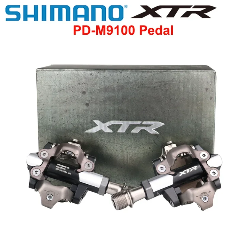 SHIMANO Incluye Placas de Pedal SM-SH56, Pedales de Bicicleta de Montaña XTR, Pedales SPD PD-M9100 para Bicicleta de Montaña, Juego de Pedales de Competición sin Clip