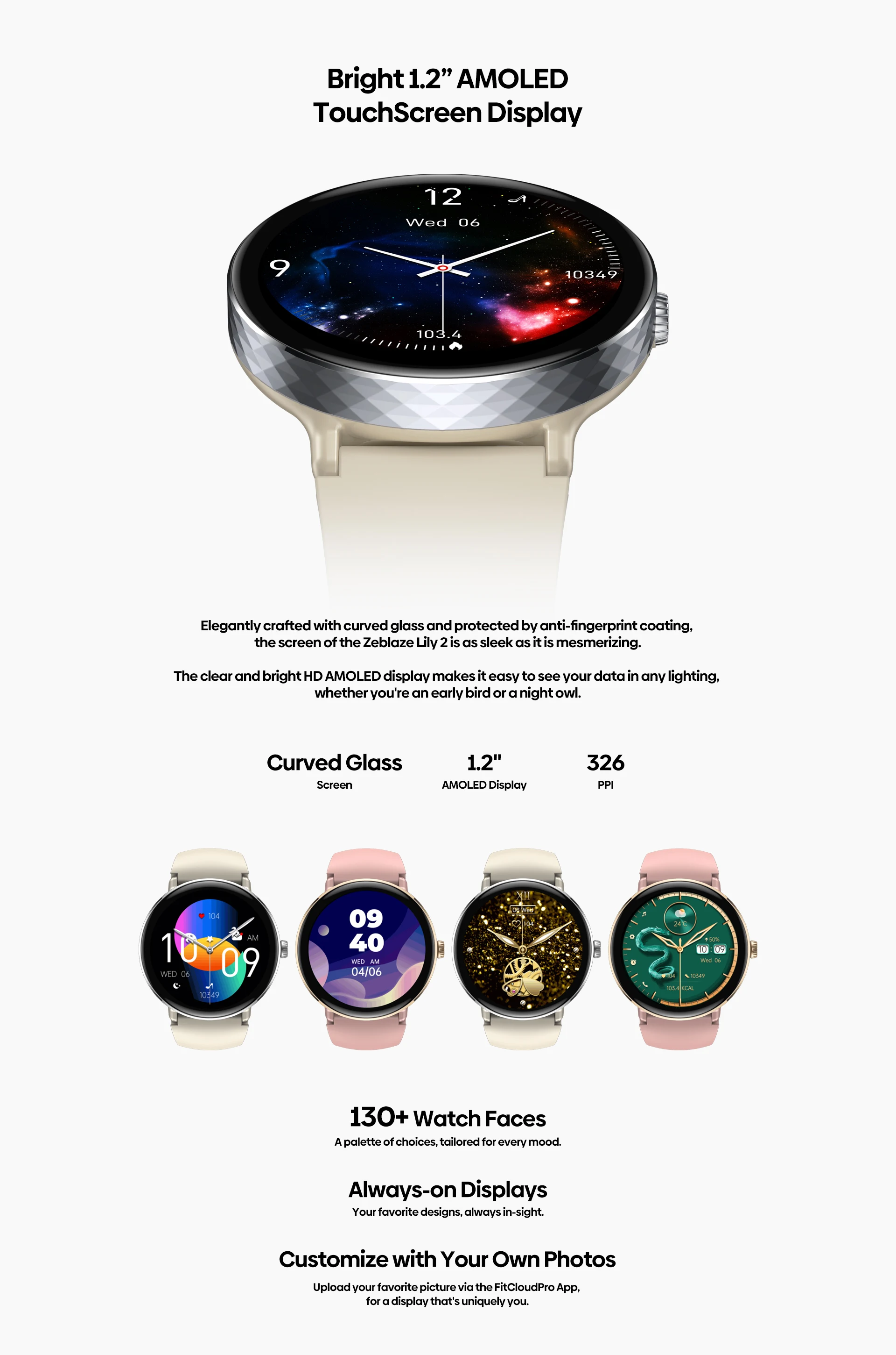 Neue 2025, Zeblaze LILY 2, Sprachanruf, weibliche Smartwatch, Doppelarmband, 1,2 Zoll HD-AMOLED-Display, Gesundheitsüberwachung, Sport-Smartwatch – Detail 3
