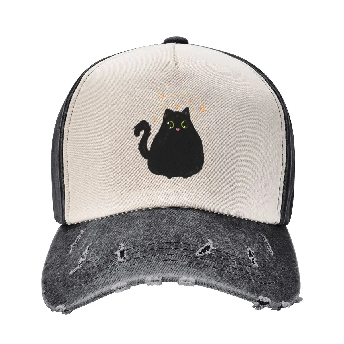 

Black cat blep Baseball Cap western Hat Fishing cap Anime Hat Unique hats Female Men's