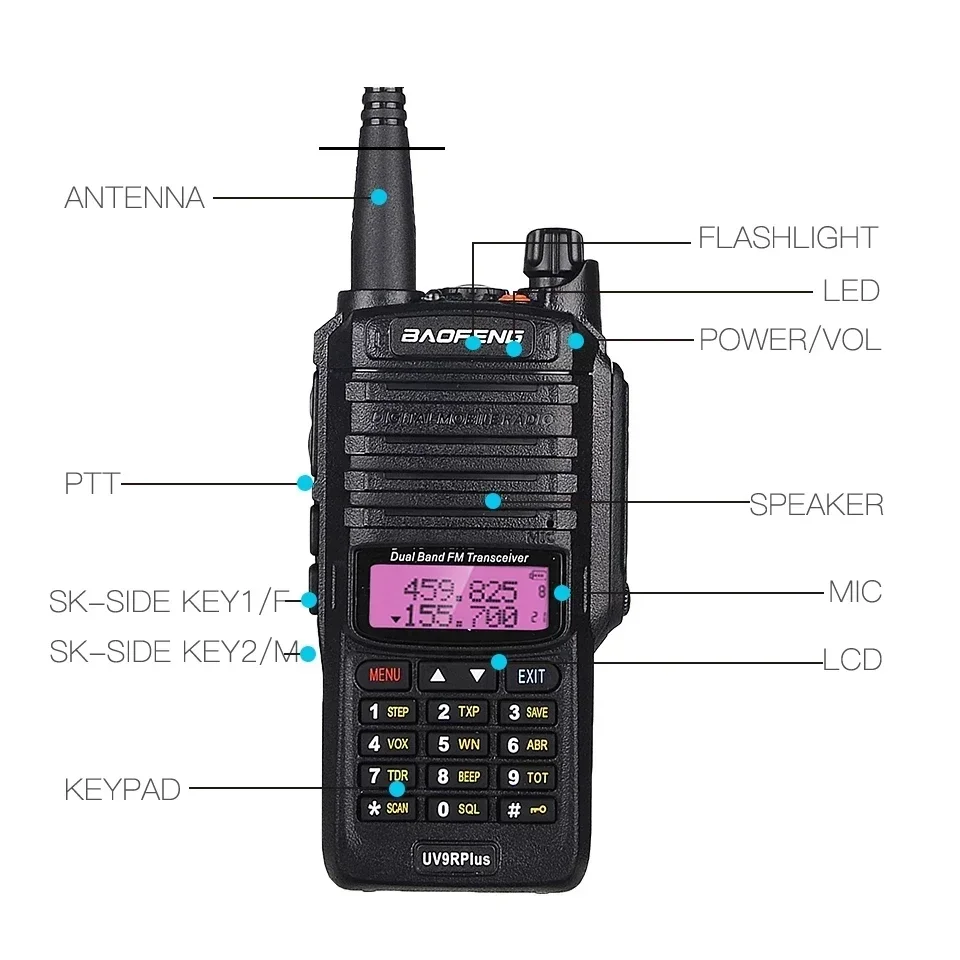 Imagem -04 - Baofeng-walkie Talkie Impermeável Uv-9r Plus 10w Rádio em Dois Sentidos Rádio de Radioamanteirismo Transceptor fm Walkie-talkie