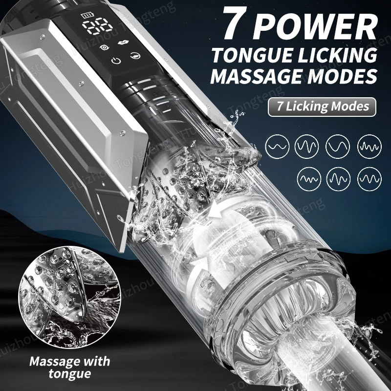 IPX7 LED Automatic Male Masturbator Cup 7 Sucking Rotating Licking Thusting Modes Pocket Pussy Stroker Blowjob Sex Toys For Men