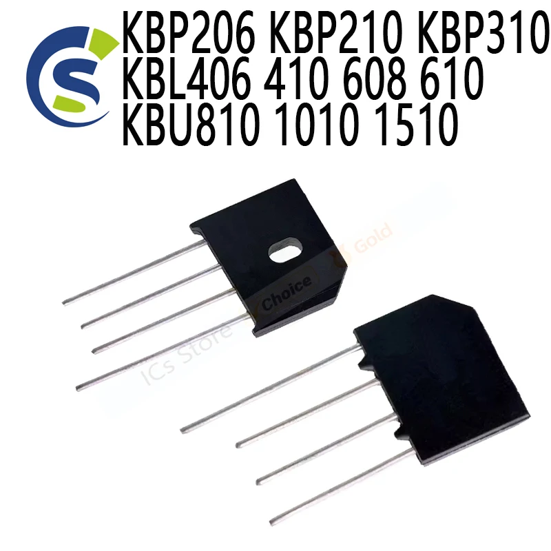 5PCS 2A 3A 4A 6A 8A 10A 15A 600V 800V 1000V Diode Bridge Rectifier KBP206 KBP210 KBP310 KBL406 410 608 610 KBU810 1010 1510 