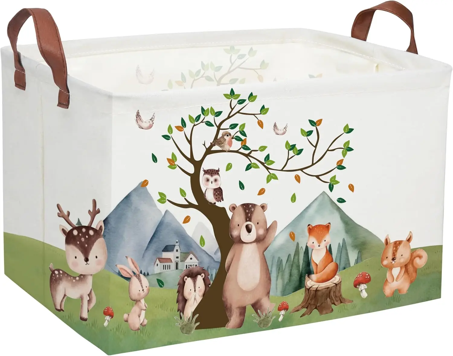 Kids Storage Bin Cute Animal Basket for Toys Books Organizer with Handles Collapsible Rectangular Room Decor