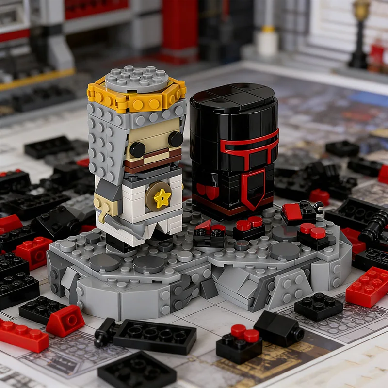 311 pièces de figurines de dessin animé sur le thème du duel des chevaliers noirs, modèle MOC, blocs de construction modulaires personnalisables, design créatif, jouet DIY, cadeau d'anniversaire