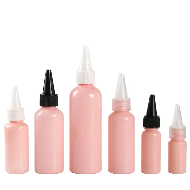 

30/50/100 шт. 10/20/30/50/60/100 мл цветная бутылка с игольчатым носом, ПЭТ-пластиковые бутылки для лосьона, розовый дозатор, оптовая продажа