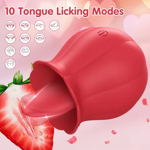 Stimulator Klitoris Jilat Vibrator Bentuk Mawar Penjepit Klitoris Masturbator Pijat Wanita Wanita Kuat Bergetar Mainan Seks Mini 8 mainan seks penjualan terbaik rose - №