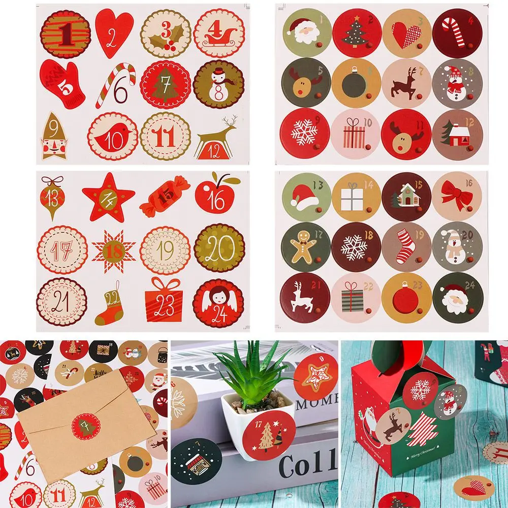 DIY Multi-Function Merry Christmas Sealing Number Stickers Advent Calendar Adhesive Label Paper Stickers