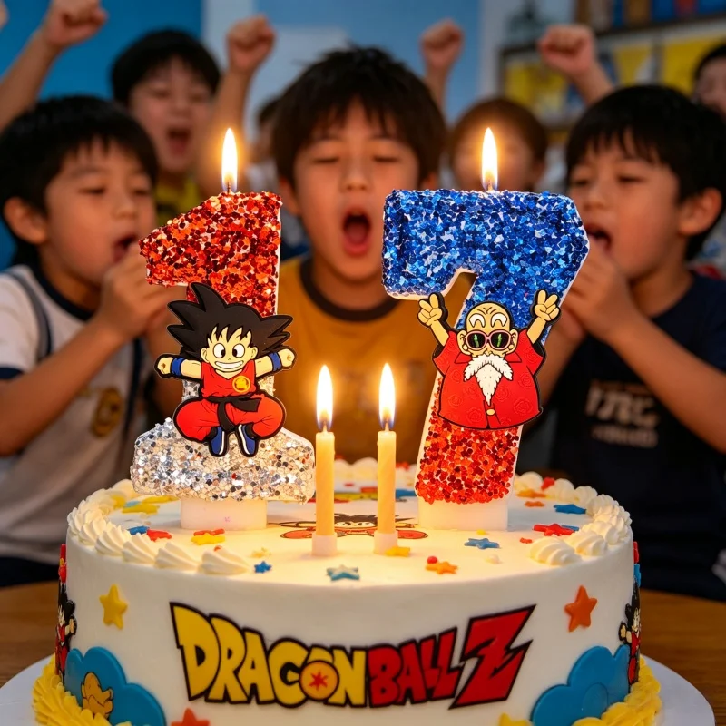 Juego de Velas de Cumpleaños de Dragon Ball Z, Vela de Goku y Vegeta, Decoraciones para Pastel de Anime, Artículos para Fiestas de Niños, Regalos de Dibujos Animados