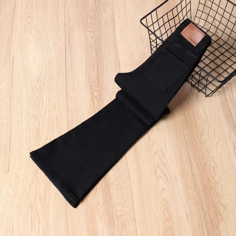 Fce ライン入りハイウエスト ブラック ベルボトムジーンズ レディース スリム スキニー オルト サイズ 50cm ベルパンツ コットン ストレッチ デニム