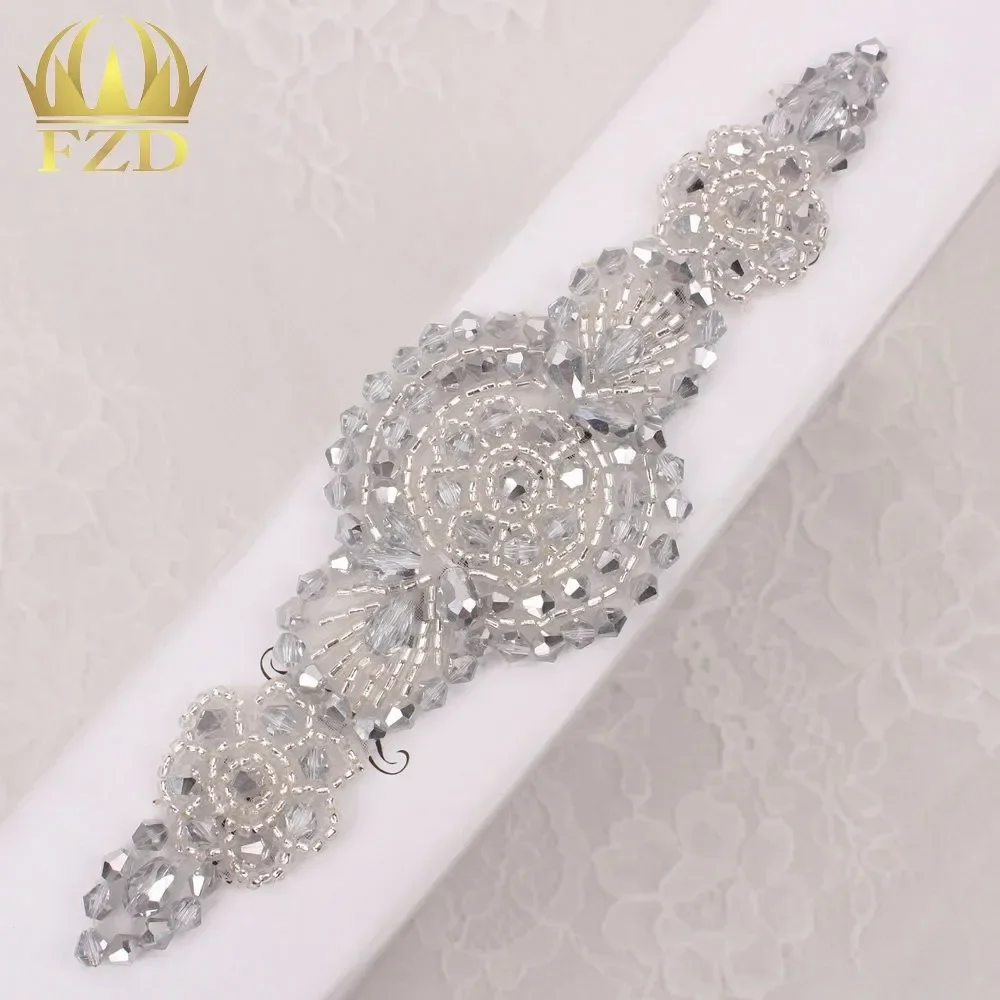 (1 Pieces) Hotfix Black Handmade Bridal Belt Pearl Crystal Rhinestones Appliques for Wedding Bridal Dress Belt Rhinestones Belt