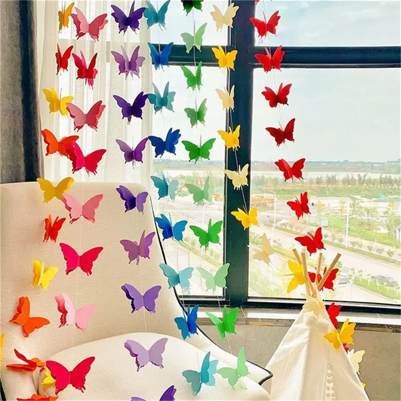 3D Paper Butterfly Garland Hanging Wedding Fairy Birthday Party Decoration Butterflies DIY Banner