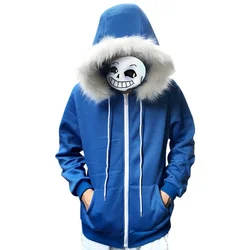 Men's Sweatshirt Undertale Sans Blue Coat Cosplay Jacket Hoodie Cardigan Sweatshirts Casual Men's Solid Costume Oversized