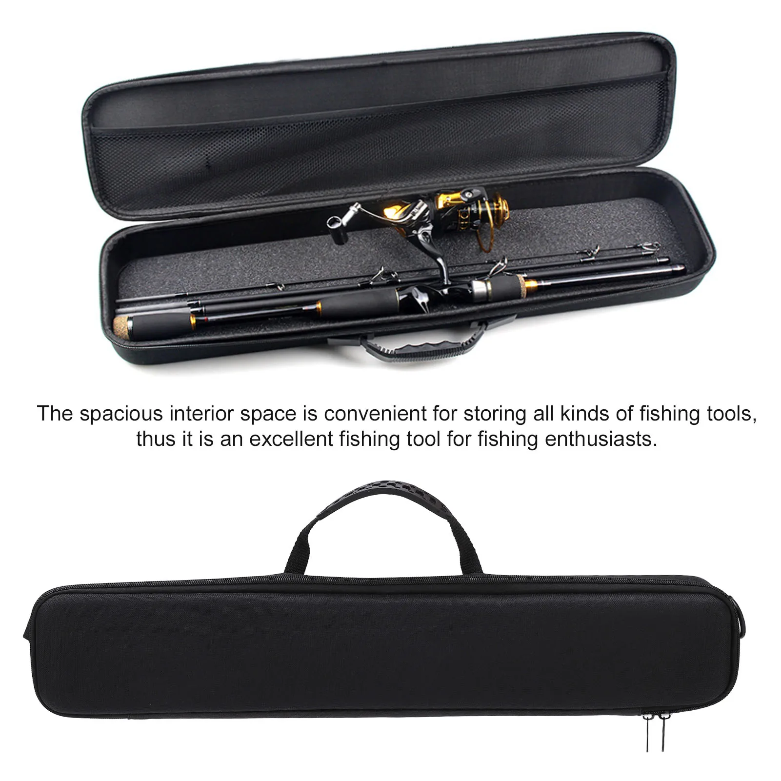 Anti‑Shock Fishing Rod Bag Fishing Rod Bag Anti Shock Hard Shell Fishing Rod Holder Bag with Shoulder Strap for Fishing Tools