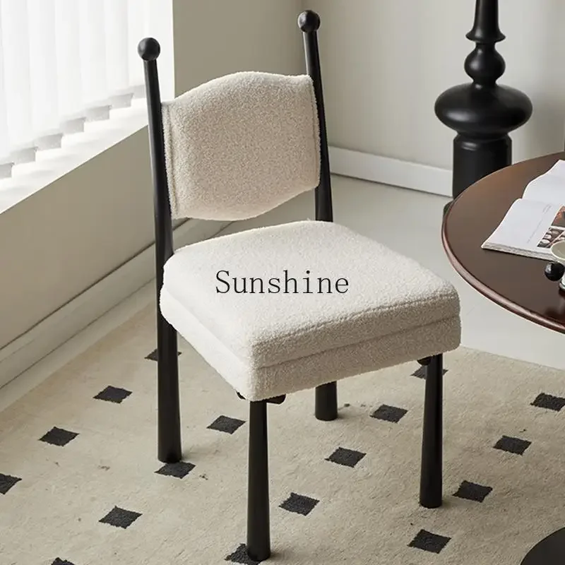 French Nordic retro high-end casual cream style design solid wood back dining chair  FT