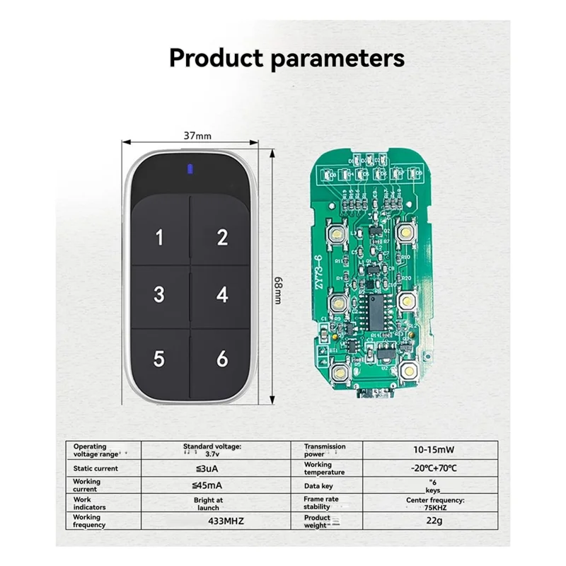 รีโมทคอนโทรลประตูโรงรถ B92B ความถี่ 433Mhz แบบ Rolling Code เครื่องส่งสัญญาณมือถือ 433Mhz สำหรับประตูไฟฟ้า ประตูโรงรถแบบม้วน