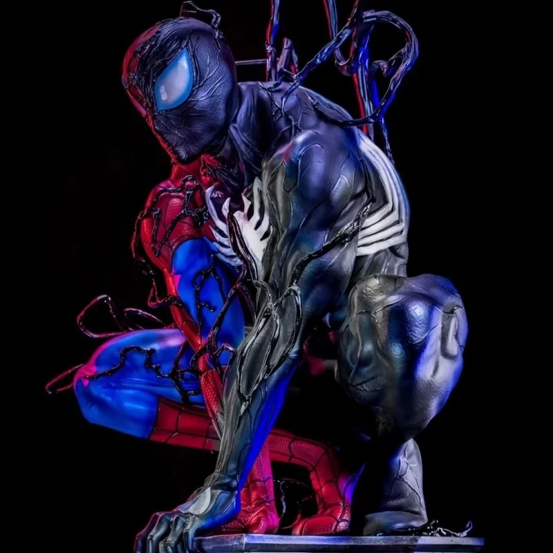 40cm Marvel Anime Figure Peripherals Symbiotic Spider Man Venom Plug In Luminous Desktop Decorat Collect Model Toy Birthday Gift