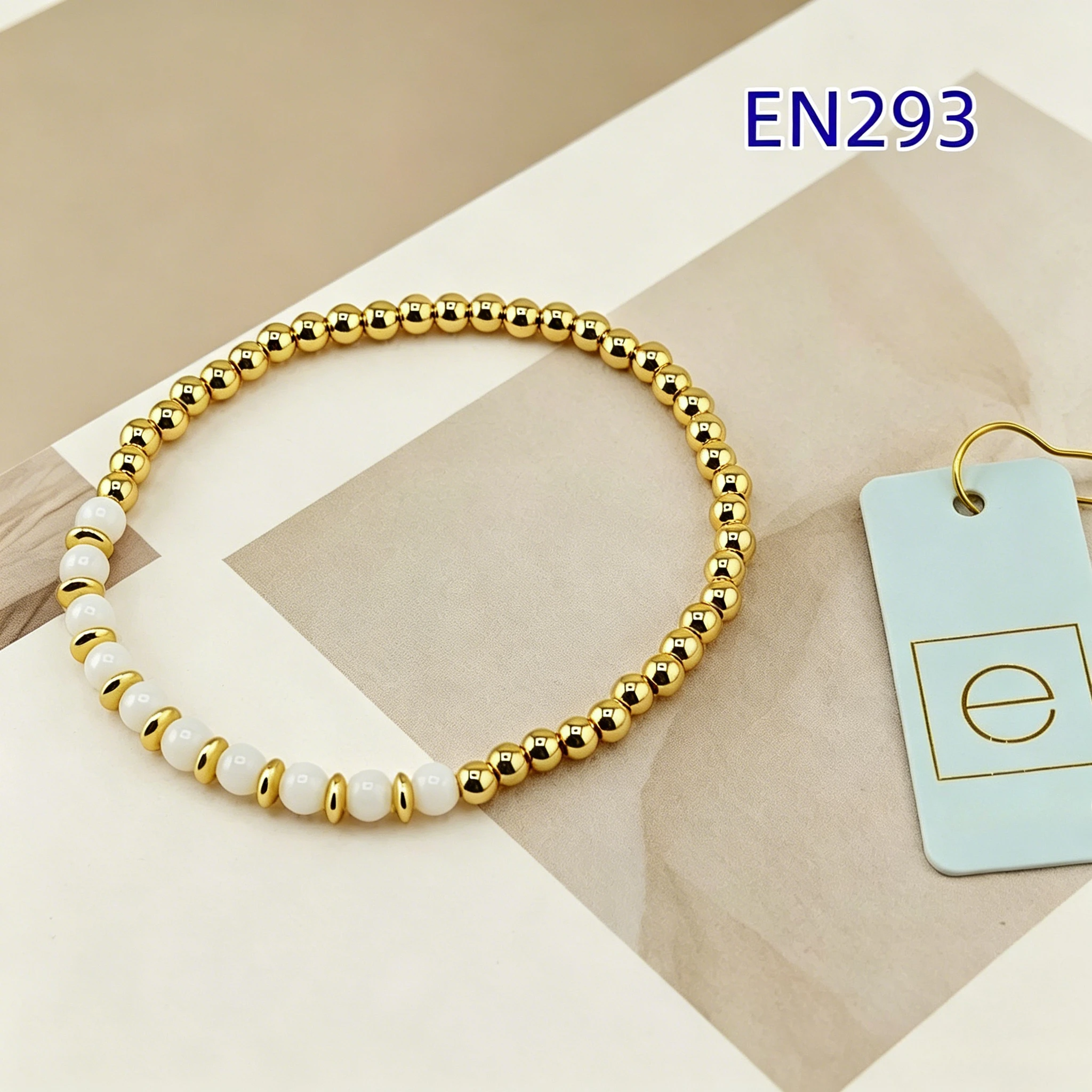 

VKVVA Minimalist Jewelry Gold-plated Dainty Stackable Beaded Stretch Bracelet White Stone Women Gift for Her Daily Wear