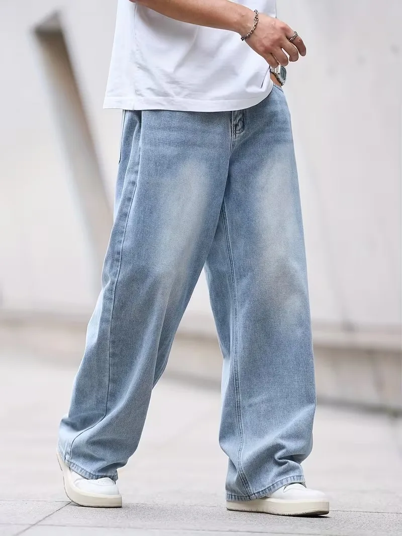 

Modern Blue Men's Baggy Jeans For Man Original Y2K Drip Fashion Denim Pants No accessories or belts included