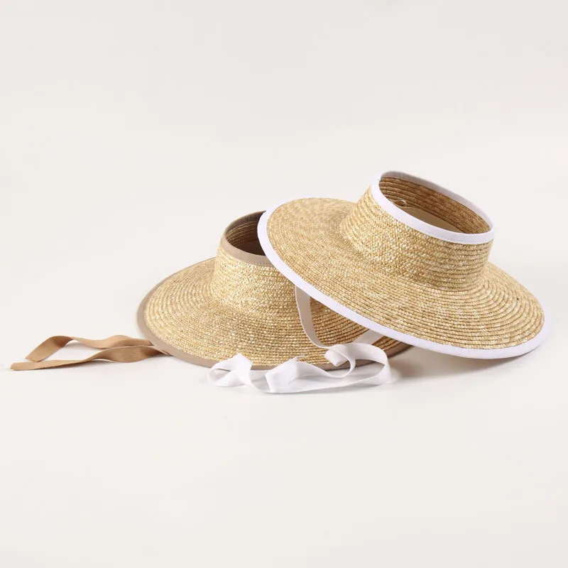 Sombrero de sol Emporty para mujer, sombrero de paja con lazo de cinta superior, ala ancha, visera de verano, sombrero de playa, sombreros de cola de caballo