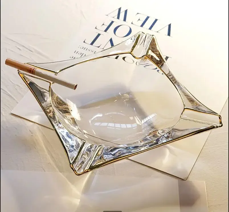 Phnom Penh Transparent Glass Ashtray Square/triangle/ Boat Shape Ash Storage Box Decorative Ornaments Crystal Soot Tray