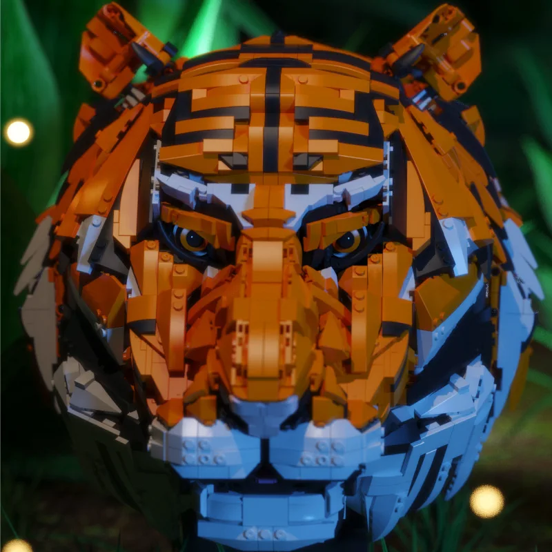 MOC Chinese Zodiac Tiger Rabbit Dragon Head Carving Model Building Blocks Animals Statue Bricks Construction Toys Children Gifts