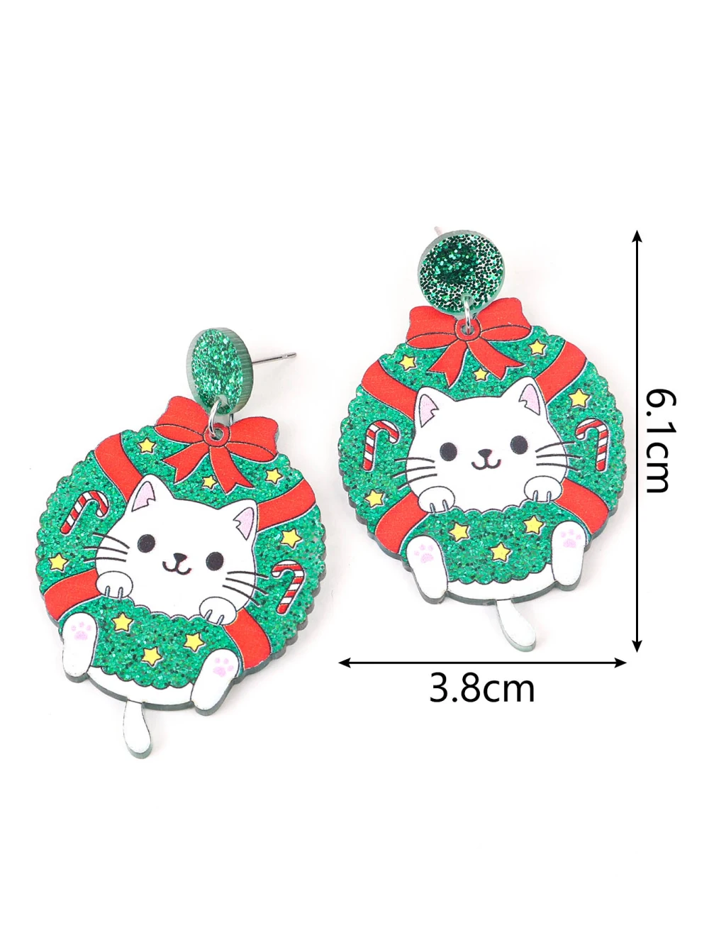 أقراط أكاليل أكريليك جميلة لعيد الميلاد للنساء ، كلب ، قطة ، هندسية ، لمعان ، متدلٍ ، مجوهرات ، هدايا العام الجديد #3