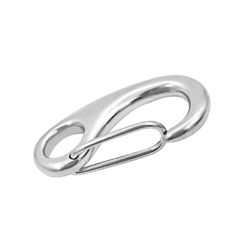 Marine 50mm Spring Gate Snap Hook Clip Claw for Carabiner Hiking Silver