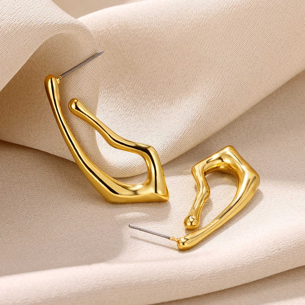 2023 New Fashion Stainless Steel Earrings For Women Unique Design Geometric Retro Irregular Earrings Jewelry Gifts Wholesale