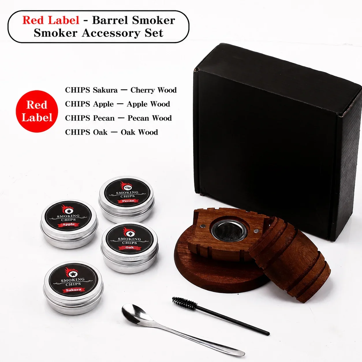 Klassisches Design Whiskey-Räucher-Set mit 4 Geschmacksrichtungen Holzchips für Old Fashioned Cocktails, Heimbar-Dekoration und Partyzubehör – Detail 8