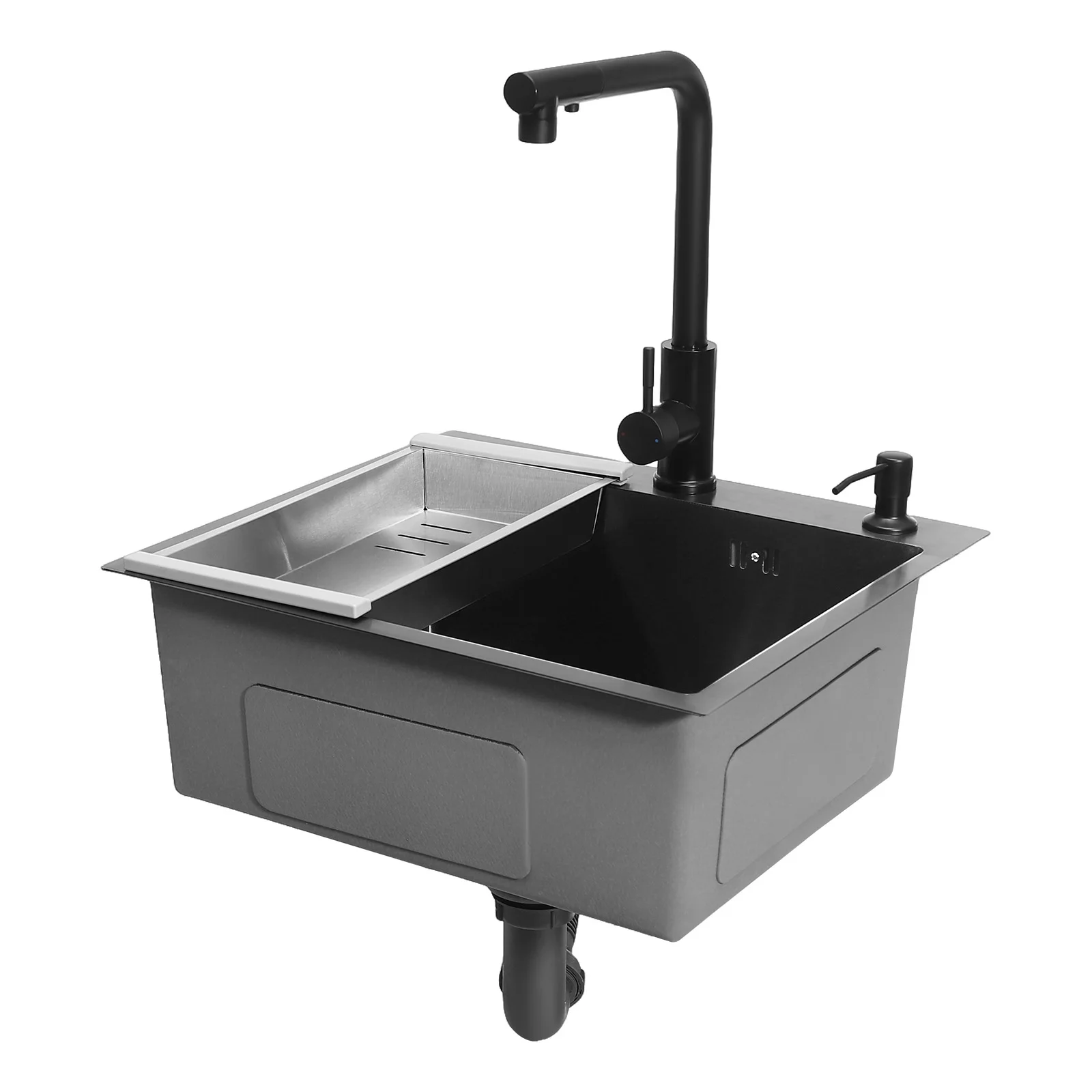 Stainless Steel Nano Coating Black Modern Kitchen Sink, Sink with Faucet, Multifunction Sink Set