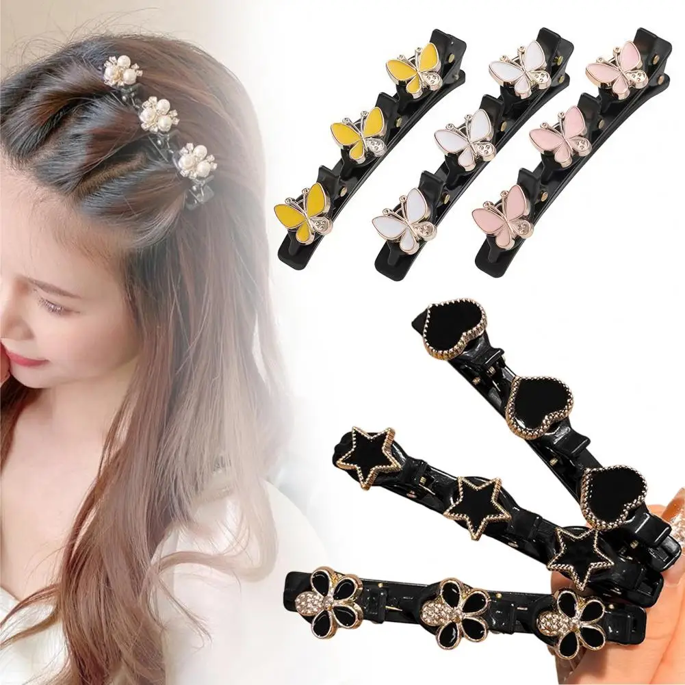 

Rhinestone Hairpin Sparkling Rhinestone Hair Pins Flower Decor Braided Hair Accessories Bang Styling Tools for Women Braided