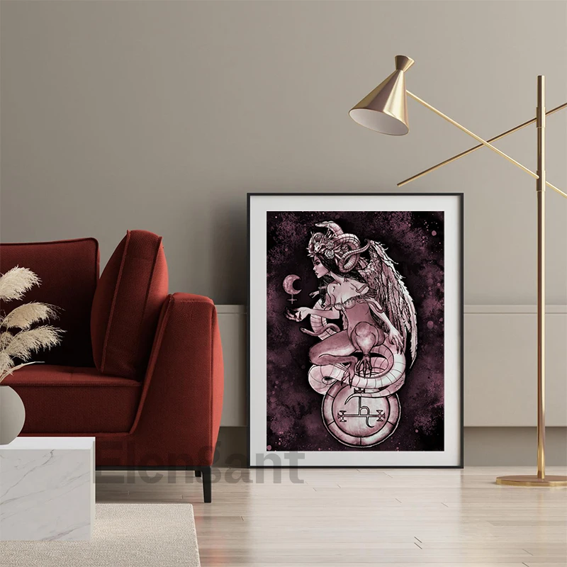 ليليث غامض أم الشياطين آلهة المشارك حديقة عدن يطبع آلهة الظلام السحر قماش اللوحة غرفة المعيشة ديكور