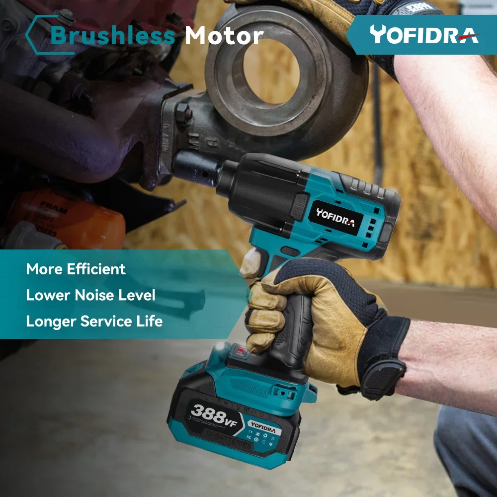 Yofidra-Outils électriques sans fil pour Makita, couple élevé sous N.m, roue de voiture sans fil, 1/2 po, batterie 18V