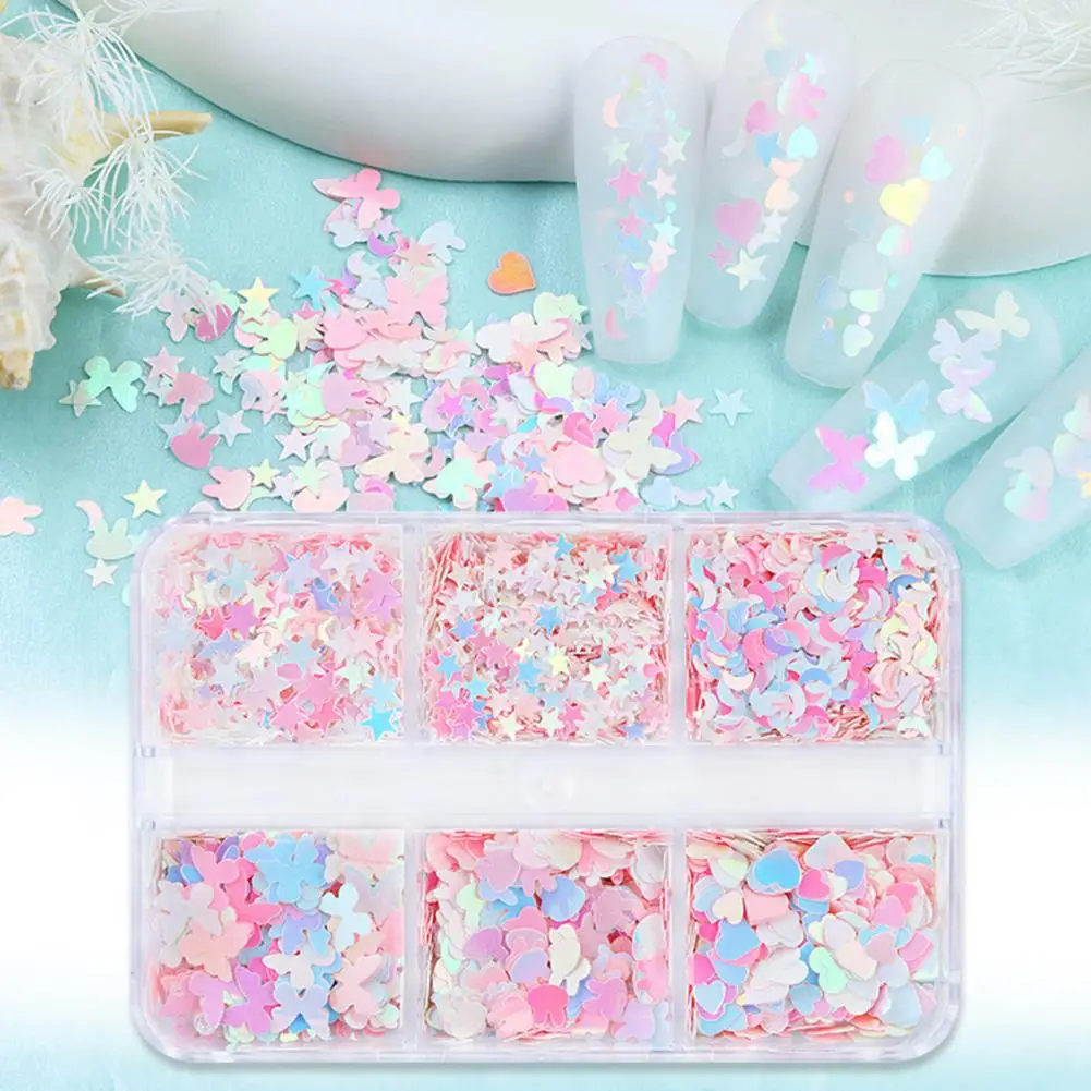 Nail Sequins Nail Art Sequins Valentine's Day Gift 3d Nail Glitter Sequins in Star Moon Butterfly Bunny Heart Shape for Face