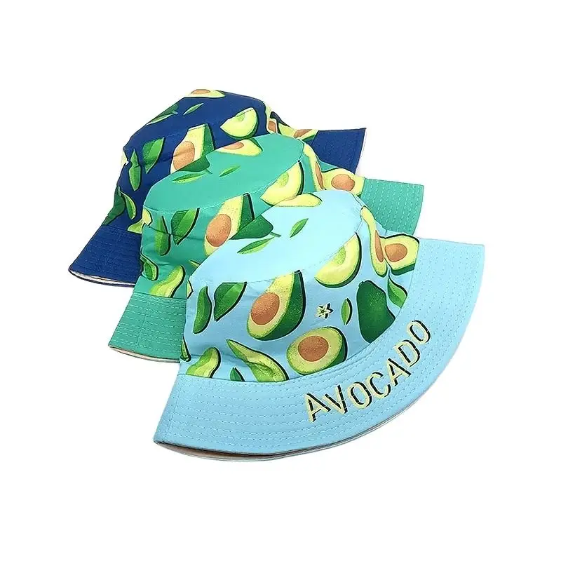 Polyester Cartoon Fruit Print Bucket Hat Spring Outdoor Travel Sun Cap For Child Boy and Girl 86